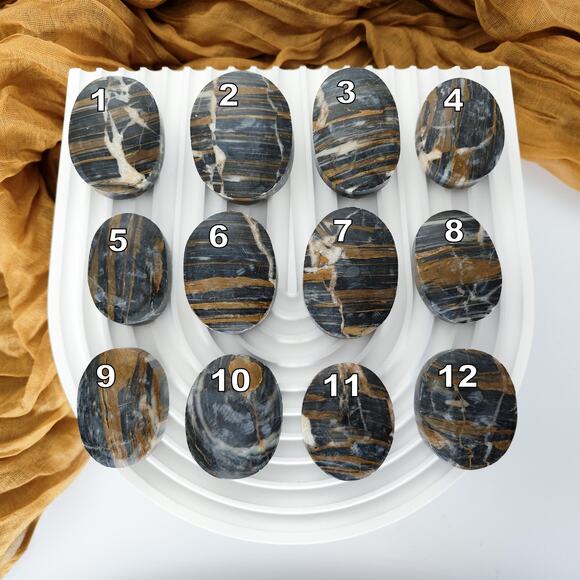 Brazilian Blue Zebra Jasper Palm Stone - Picture 8 of 9